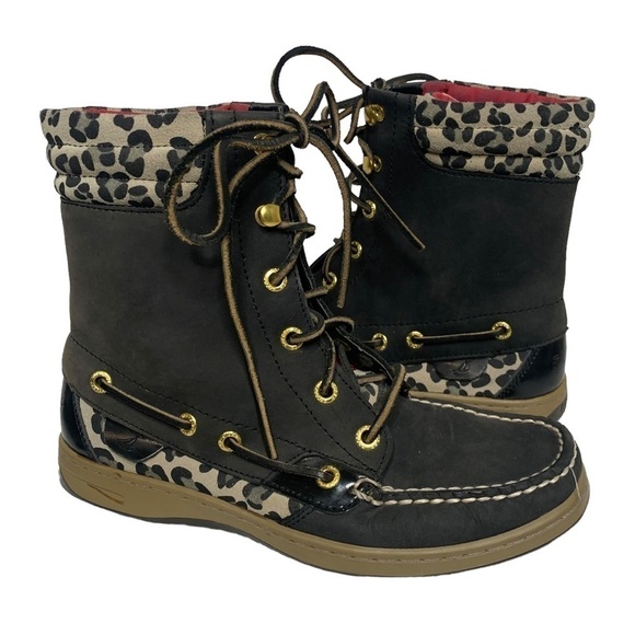 Sperry Top Sider Hikerfish Black Leopard Boots - Picture 3 of 16